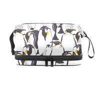 Trousse a doppio strato per cosmetici con famiglia di pinguini imperatori, per donne e ragazze, borsa da viaggio per trucchi, pratica borsa organizer con scomparto per pennelli, Multi, 27x15x14