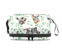 Trousse a doppio strato per cosmetici con koala e eucalipto acquerello, per donne e ragazze, borsa da viaggio per trucchi, pratica borsa organizer con scomparto per pennelli, Multi, 27x15x14