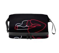 Trousse a doppio strato per cosmetici con labbra umane e sigarette, per donne e ragazze, borsa da viaggio per trucchi, pratica borsa organizer con scomparto per pennelli, Multi, 27x15x14