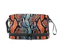 Trousse a doppio strato per cosmetici con pitone serpente e animali, per donne e ragazze, borsa da viaggio per trucchi, pratica borsa organizer con scomparto per pennelli, Multi, 27x15x14