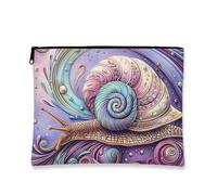 Trousse artistica da viaggio con lumaca, viola a spirale, borsa da viaggio per donne, piccola borsa portatile in tela con cerniera, borsa da toilette regalo, Viola, 7x9 Inch, Lumaca