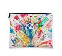 Trousse artistica e vibrante per il trucco, con trofeo, da viaggio, per donne, organizer portatile in tela con cerniera, borsa da toilette divertente per l'estate, Multicolore, 7x9 Inch, Trofeo