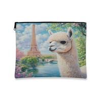 Trousse artistica in alpaca, borsa da viaggio per cosmetici parigini floreale da donna, organizer portatile in tela con cerniera per articoli da toeletta, 18,8 x 22,9