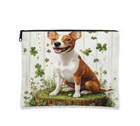 Trousse artistica per il trucco con cane, borsa da viaggio per cosmetici ispirata alla natura, custodia portatile in tela con cerniera, organizer per articoli da toeletta primaverili per la cura della