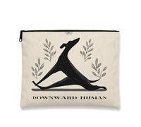 Trousse artistica per il trucco con cane, borsa da viaggio vintage nera levriero per donne, organizer portatile in tela con cerniera, borsa da toilette per la cura della pelle quotidiana, Beige, 7x9