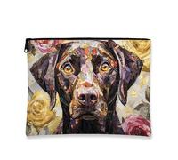 Trousse artistica per il trucco, con motivo a mosaico di cani, borsa da viaggio per donne, organizer compatto in tela con cerniera, regalo per amanti degli animali, custodia per articoli da toeletta