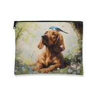 Trousse artistica per il trucco del cane, borsa da viaggio per cosmetici ispirata alla natura, organizer portatile in tela con cerniera, borsa da toilette primaverile per la cura della pelle, Marrone