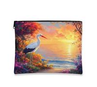 Trousse artistica per il trucco della cicogna, borsa da viaggio per cosmetici ispirata alla natura, per donne, organizer portatile in tela con cerniera, borsa da toilette primaverile per la cura della