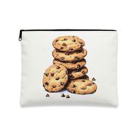Trousse artistica per trucchi e biscotti, divertente borsa da viaggio per donne, piccola borsa portatile in tela con cerniera, per festival, bianco, 7x9 Inch, Cookies