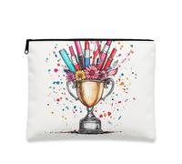 Trousse artistica trofeo, borsa da viaggio colorata floreale per donne, organizer portatile in tela con cerniera, borsa da toilette primaverile per la cura della pelle, bianco, 7x9 Inch