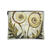 Trousse artistica vintage per trucchi, design fantasioso con felce, borsa da viaggio per donne, organizer portatile in tela con cerniera, borsa da toilette ispirata alla natura per la primavera, Verde