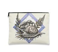 Trousse artistica vintage per trucchi, motivo lumaca e funghi, borsa da viaggio per donne, piccola borsa portatile in tela con cerniera, borsa da toilette regalo naturale, Crema, 7x9 Inch, Lumaca