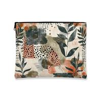 Trousse astratta botanica per il trucco, borsa da viaggio per cosmetici floreale colorata per donne, organizer portatile in tela con cerniera, borsa per la cura della pelle quotidiana, Multicolore