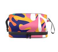 Trousse colorata a doppio strato con forme Matisse, per donne e ragazze, borsa da viaggio per trucchi pratica borsa organizer con scomparto per pennelli, Multi, 27x15x14 cm/10.6x5.9x5.5 in, Beauty