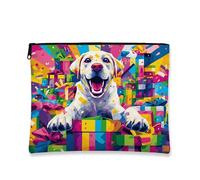 Trousse colorata per il trucco con cane, in stile pop art, borsa da viaggio per donne, organizer portatile con cerniera, perfetta per festival e uso quotidiano, Multicolore, 7x9 Inch, Cane