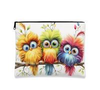 Trousse colorata per trucchi, graziosa borsetta da viaggio per donne, piccola borsa portatile in tela con cerniera, scelta perfetta per festival, Multicolore, 7x9 Inch, Uccelli car