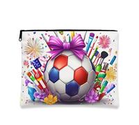 Trousse colorata per trucco festivo, borsa da viaggio per cosmetici da donna, piccola borsa portatile in tela con cerniera, borsa da toilette per la cura della pelle delle feste, bianco, 7x9 Inch