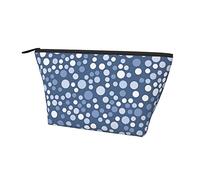 Trousse cosmetica da viaggio per cosmetici a pois blu e bianchi, organizer per portapenne per matite per ragazze divertenti con cerniera resistente