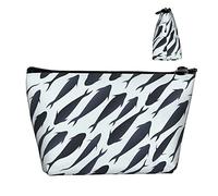 Trousse cosmetica da viaggio per cosmetici Pesce bianco e nero, ragazze divertenti Matita/pennello/Portamonete Organizzatore portapenne con cerniera resistente