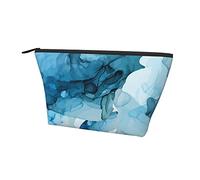 Trousse cosmetica da viaggio per cosmetici, pittura astratta in marmo blu, per ragazze divertenti, matita/pennello/monete, portapenne, organizer con cerniera resistente