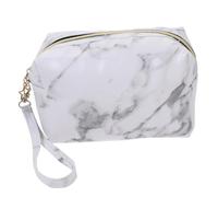 Trousse Cosmetica Marmorizzata Bianca in Pu, Portatile da Viaggio | Trucchi e Toilette, Pratica, per Campeggio e Spostamenti, Formato Singolo 1 Pezzo