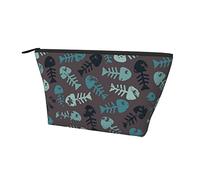 Trousse cosmetica Oxford impermeabile con lische di pesce mimetiche, pochette per trucco di grande capacità con cerniera, per ragazze e donne, porta cosmetici di lusso per penne, penne
