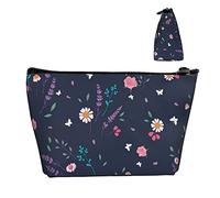 Trousse cosmetica Oxford impermeabile Simpatici e piccoli fiori floreali, Astuccio per trucchi di grande capacità con cerniera per ragazze Donne, Porta cosmetici per penne e matite da