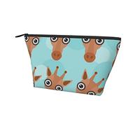 Trousse cosmetica Oxford impermeabile Simpatico volto di giraffa, Astuccio per trucchi di grande capacità con cerniera per ragazze Donne, Porta cosmetici di lusso per penne e matite