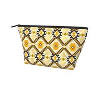 Trousse cosmetica Oxford impermeabile Southwestern Aztec Native American Yellow, Astuccio per trucchi di grande capacità con cerniera per ragazze Donne, Porta cosmetici di lusso per pe