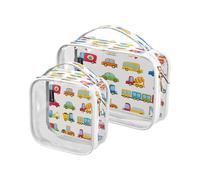 Trousse cosmetici da viaggio, trucco, trousse cosmetici, aerei luminosi, auto, treno per donne, uomini, ragazze, camion, auto, cosmetici, organizer, borsa da viaggio, 2 pezzi, multi, beauty case,