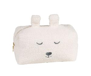 Trousse da bagno per bebè con orso tessuto bou ianco