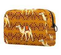 Trousse da donna, con cammelli e motivi etnici orientali, per articoli da toeletta e articoli da toeletta da viaggio, grande, pratica borsa organizer con cerniera, Multi, 18.5x7.5x13cm/7.3x3x5.1in,