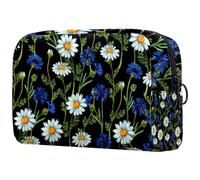 Trousse da donna, con camomilla e fiordalisi blu, borsa da viaggio per articoli da toeletta grande, pratica borsa organizer con cerniera, Multi, 18.5x7.5x13cm/7.3x3x5.1in, Beauty case