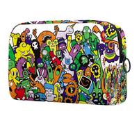 Trousse da donna, con motivo di mostri colorati, per articoli da toeletta da viaggio, grande, pratica borsa organizer con cerniera, Multi, 18.5x7.5x13cm/7.3x3x5.1in, Beauty case