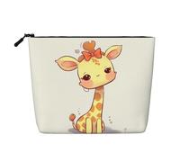 Trousse da donna con occhi spaventosi, portatile, da viaggio, organizer quotidiano con cerniera, Carino fiocco giraffa, Taglia unica