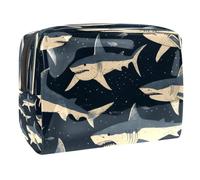 Trousse da donna, con squali, per articoli da toeletta da viaggio, grande, in PVC, con cerniera, Multi, 18.5x7.5x13cm/7.3x3x5.1in, Beauty case