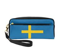 Trousse da donna con stampa bandiera svedese, da viaggio, per articoli da toeletta e cosmetici, per scuola e ufficio