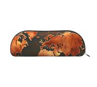 Trousse da donna, con stampa di bussola, con barca a vela, borsa per trucchi e articoli da toeletta, Mappa del mondo Rust, One Size