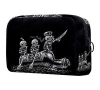 Trousse da donna, con tre scheletri marinai galleggianti sulla barca, borsa da viaggio per articoli da toeletta grandi, pratica borsa organizer con cerniera, Multi, 18.5x7.5x13cm/7.3x3x5.1in, Beauty