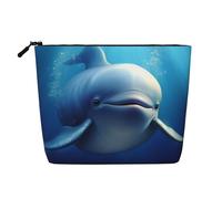 Trousse da donna con uccelli passeri cantano, organizer da viaggio portatile, borsa da toilette con chiusura a zip, Graziosa balena., Taglia unica