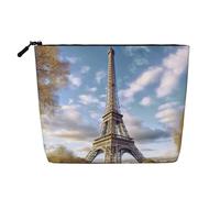 Trousse da donna con uccelli passeri cantano, organizer da viaggio portatile, borsa da toilette con chiusura a zip, Torre Eiffel, Taglia unica