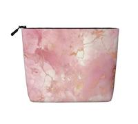 Trousse da donna con uccelli passeri cantano, organizer da viaggio portatile, borsa da toilette con chiusura a zip, Marmo rosa., Taglia unica
