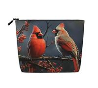 Trousse da donna con uccelli passeri cantano, organizer da viaggio portatile, borsa da toilette con chiusura a zip, Uccelli rossi, Taglia unica