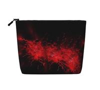 Trousse da donna con uccelli passeri cantano, organizer da viaggio portatile, borsa da toilette con chiusura a zip, Esplosione Burst Rosso Nero, Taglia unica