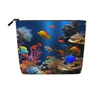 Trousse da donna con uccelli passeri cantano, organizer da viaggio portatile, borsa da toilette con chiusura a zip, Vita marina, Taglia unica