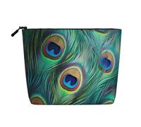 Trousse da donna con uccelli passeri cantano, organizer da viaggio portatile, borsa da toilette con chiusura a zip, Piume di pavone., Taglia unica