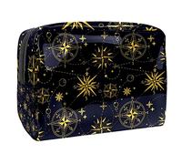 Trousse da donna e ragazza con bussola e rosa dei venti, capiente borsa per cosmetici, borsetta con cerniera, Multicolore 08, 18.5x7.5x13cm/7.3x3x5.1in, Beauty Case