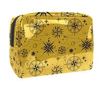 Trousse da donna e ragazza con bussola e rosa dei venti, capiente borsa per cosmetici, borsetta con cerniera, Multicolore 01, 18.5x7.5x13cm/7.3x3x5.1in, Beauty Case
