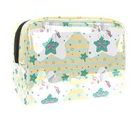 Trousse da donna e ragazza con stampa di unicorno, arcobaleno, stelle, parole, trucchi, borsetta con cerniera, Multicolore 07, 18.5x7.5x13cm/7.3x3x5.1in, Beauty Case
