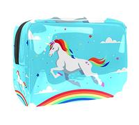 Trousse da donna e ragazza con stampa di unicorno, arcobaleno, stelle, parole, trucchi, borsetta con cerniera, Multicolore 04, 18.5x7.5x13cm/7.3x3x5.1in, Beauty Case